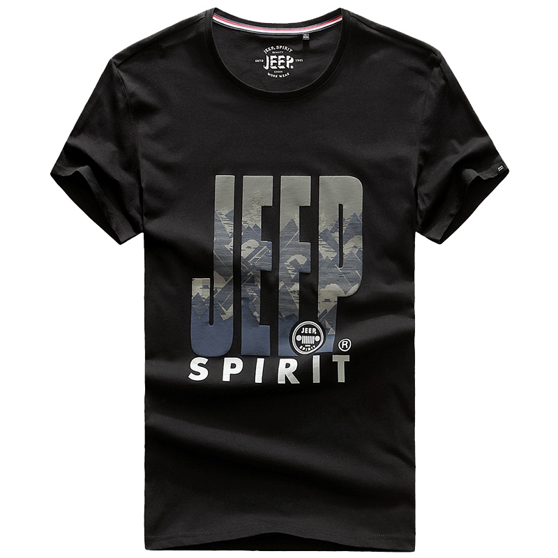 JEEP短袖T恤男中年2019夏季新款纯棉薄款大码宽松专柜吉普t恤