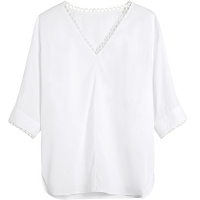 OSA欧莎白色衬衫女2019新款宽松V领心机上衣很仙设计感衬衣百搭