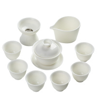 苏氏陶瓷白玉瓷功夫茶具套装茶壶茶杯套装象牙白三才盖碗六杯套装