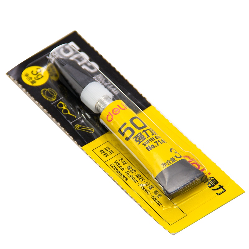 得力(deli)7146强力胶水特快520木工沾塑料金属粘合剂快干胶粘鞋子补鞋胶透明DIY饰品材料万能胶胶水8支/盒