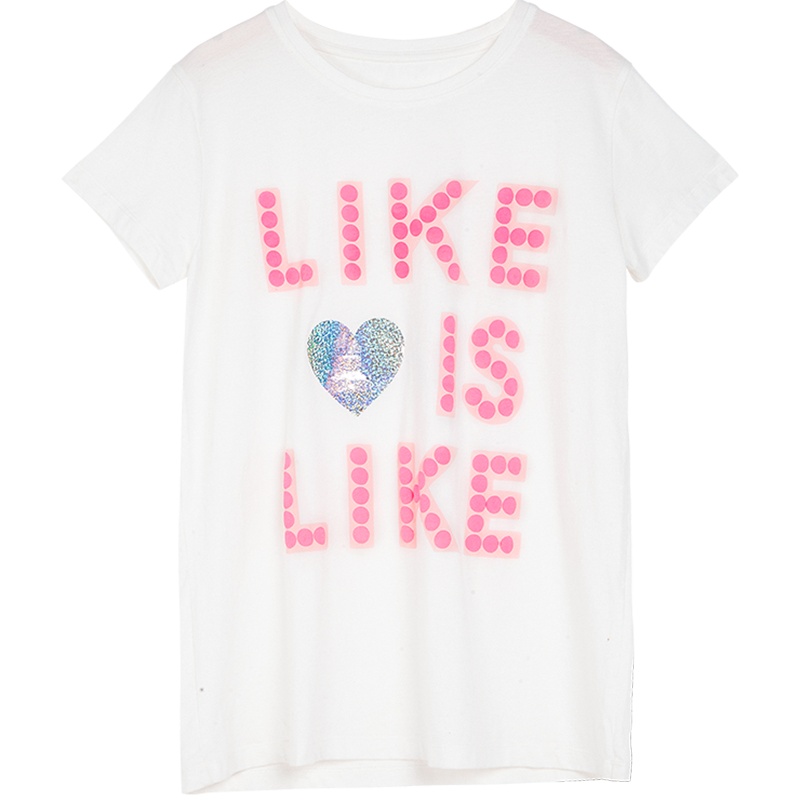 晚白2021夏季新品时尚通勤字母印花简约圆领休闲百搭短袖T恤女