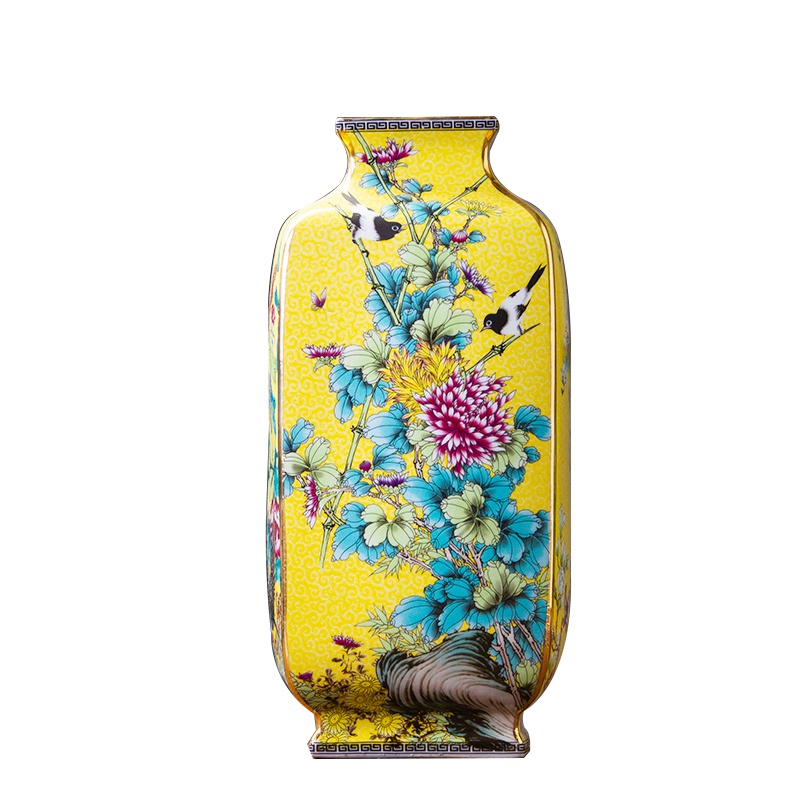 彩帮仿古花瓶景德镇中式珐琅彩古典家居客厅博古架复古摆件