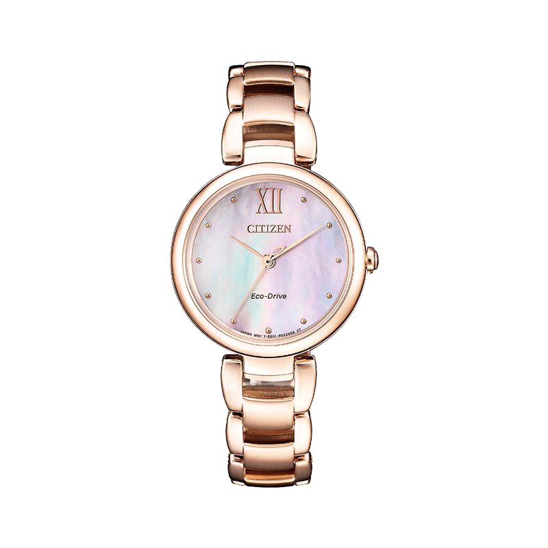 西铁城手表Hebe代言正品时尚贝母盘光动能女腕表EM0533-82Y