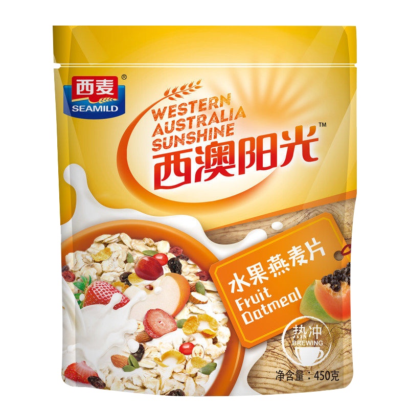 西麦 水果燕麦片450g 西澳阳光热冲营养早餐 非油炸非膨化 轻食代餐膳食纤维饱腹早餐