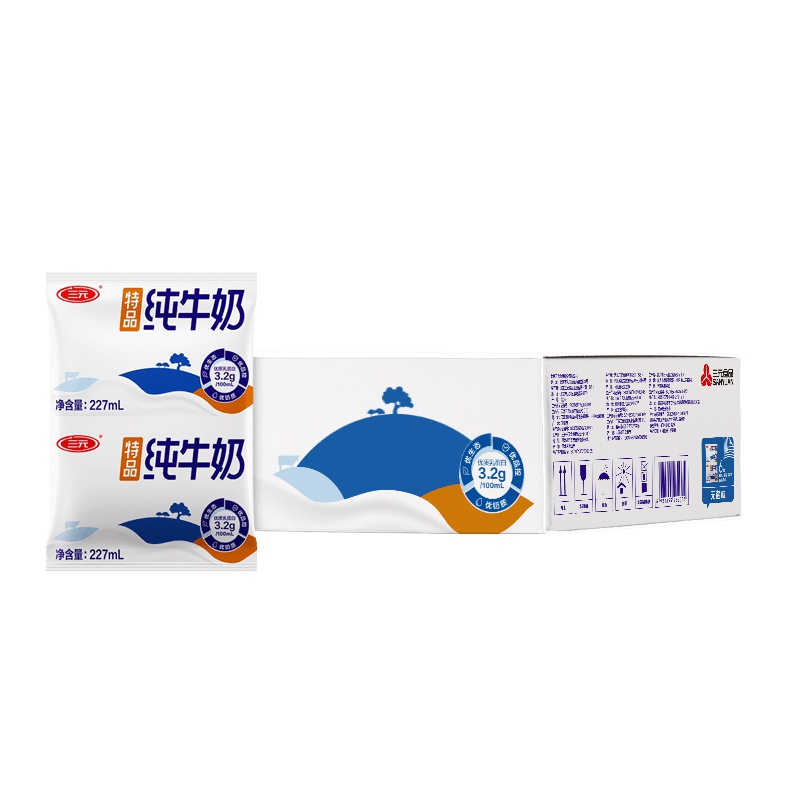 三元 特品纯牛奶 227ml*16/箱