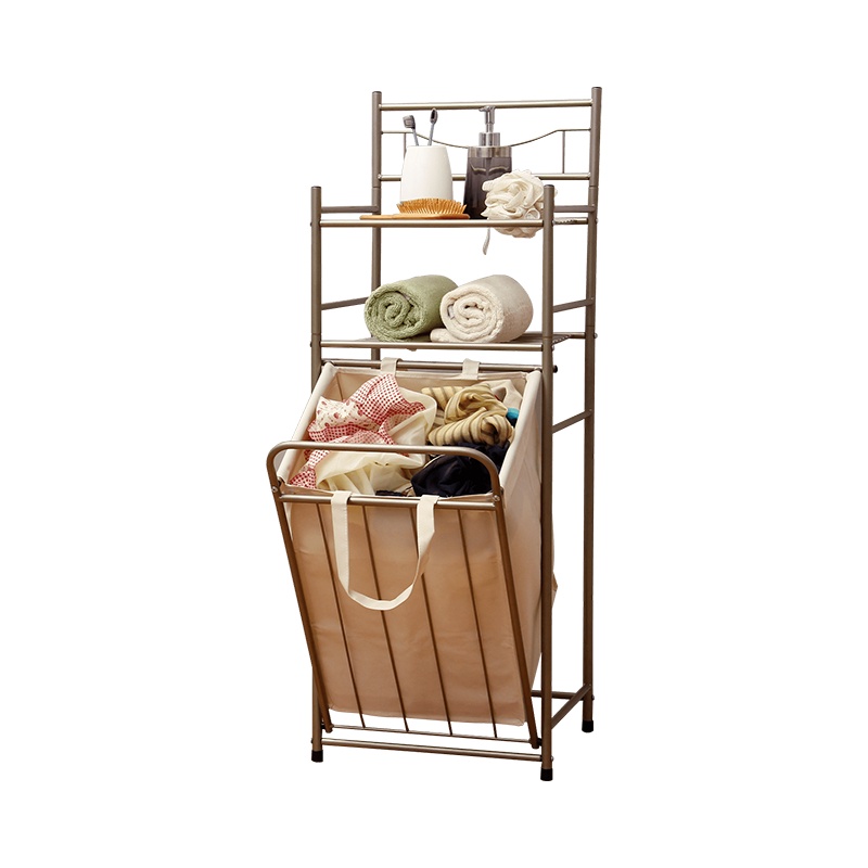 欧润哲 置物架 大型浴室收纳篮 家用米色脏衣篮牛津布脏衣篓卫浴收纳层架