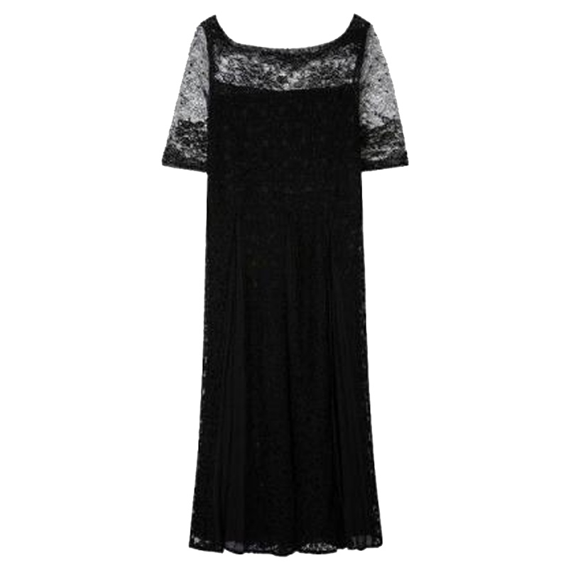 拉夏贝尔连衣裙女春季新款韩版宽松百褶裙短袖中长款裙子女10017607