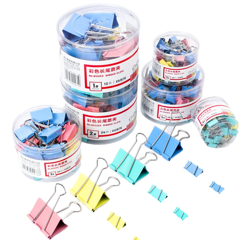 DP 得力 NO.8556ES 彩色长尾夹 19mm 6筒装