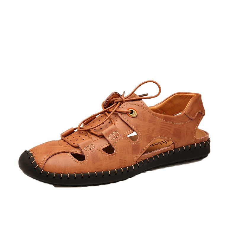 公牛世家(G.N.Shi Jia)夏季凉鞋男士耐磨户外凉拖鞋商务休闲真皮镂空皮鞋GN2801