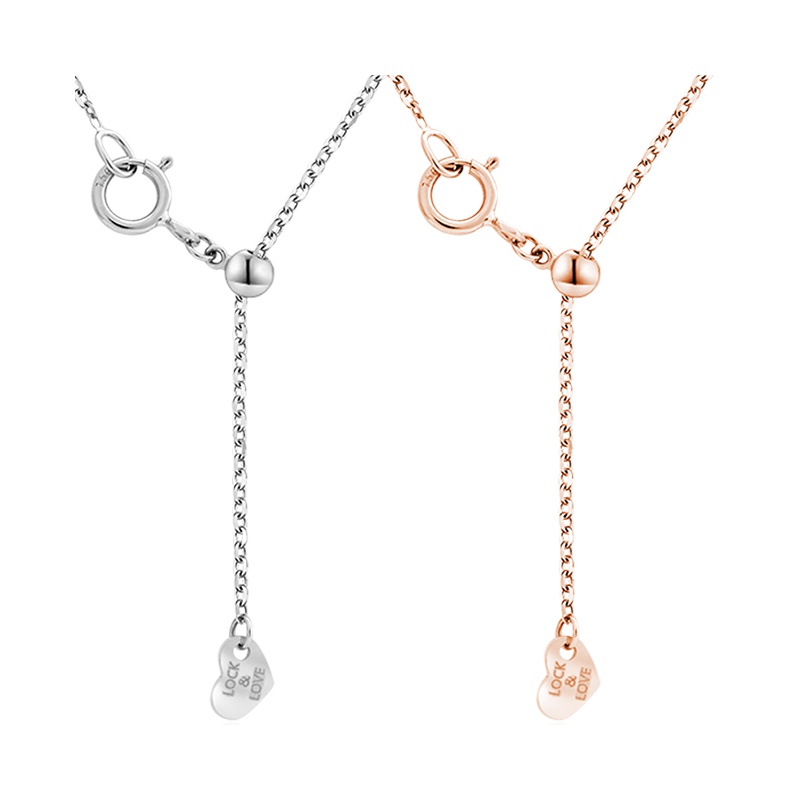 潮宏基 Love&lock 红18K金项链女款玫瑰金彩金链配链