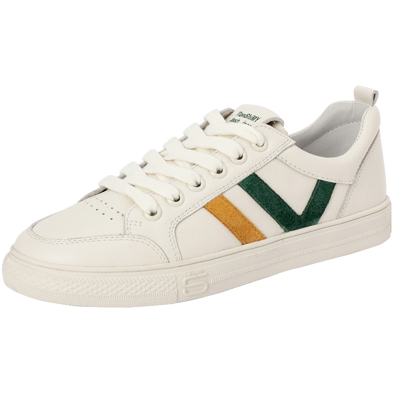 百田森商场同款小白鞋女平百搭港风真皮休闲鞋女学生单鞋_1