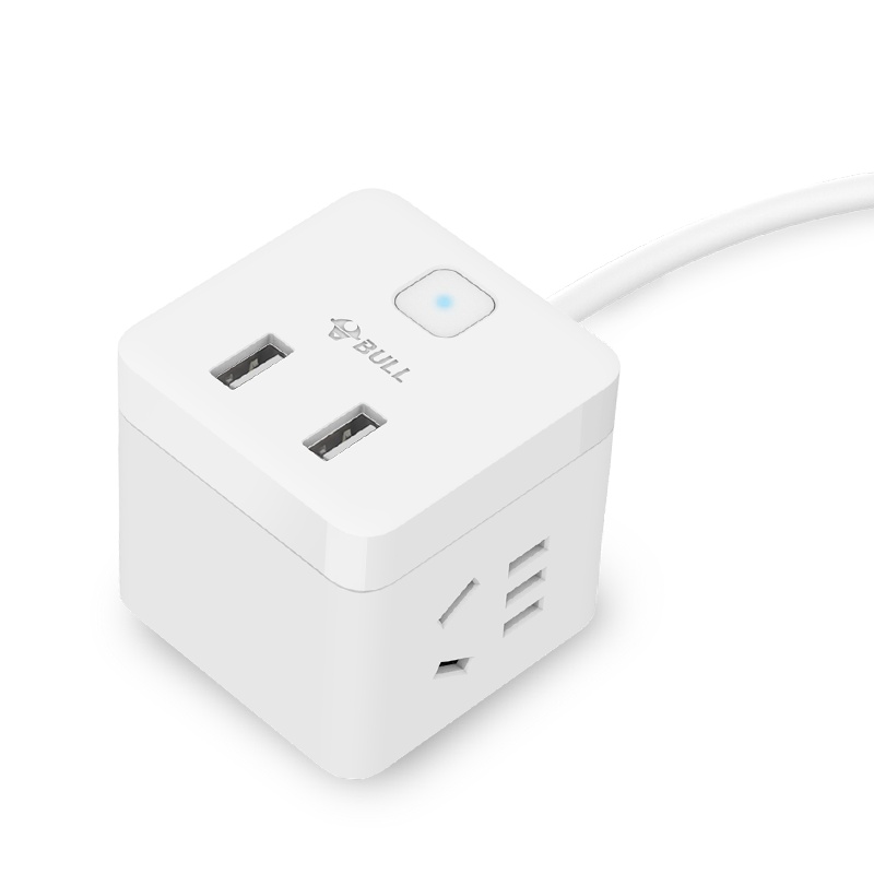 公牛(BULL)GNV-UUB122全长1.5米2孔+2USB小魔方USB总控开关插座插线板插排排插接线板白色