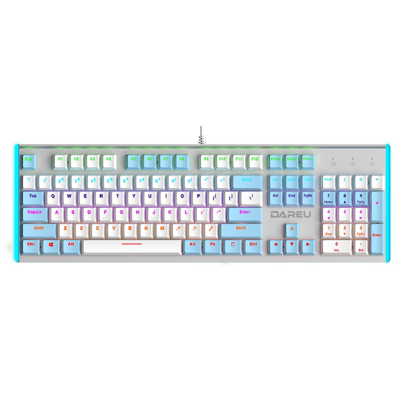 达尔优牧马人机械键盘游戏键盘有线笔记本台式电脑通用吃鸡游戏青轴黑轴104键金属电竞家用