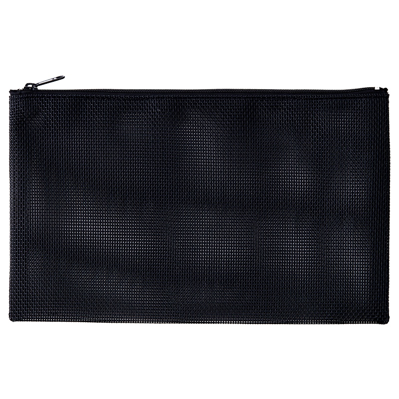 苏宁极物PP透视网拉链袋 网格收纳袋文件袋 学习办公用品票据杂物收纳袋 学生文具收纳袋1个黑色