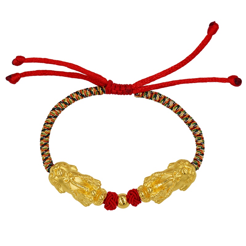 黄金码头黄金手链 貔貅转运珠红绳3D硬金足金999手串DIY首饰