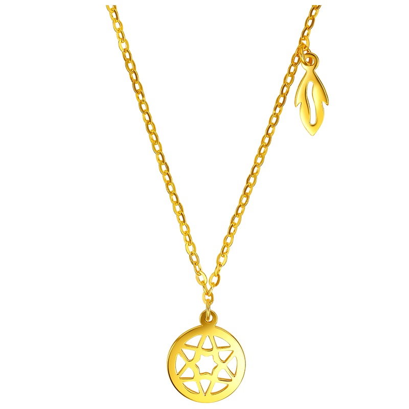 周六福黄金项链女计价足金细链子锁骨链套链无极金挂坠AW064991