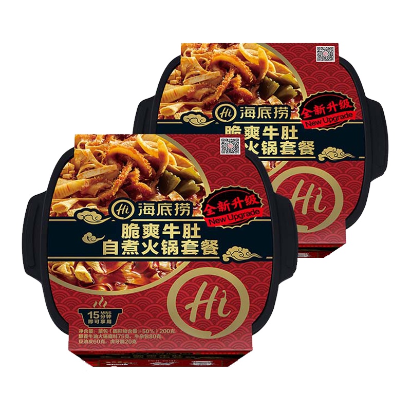 海底捞 自煮自热火锅脆爽牛肚415g*2碗 自助自热火锅 自发热懒人小火锅