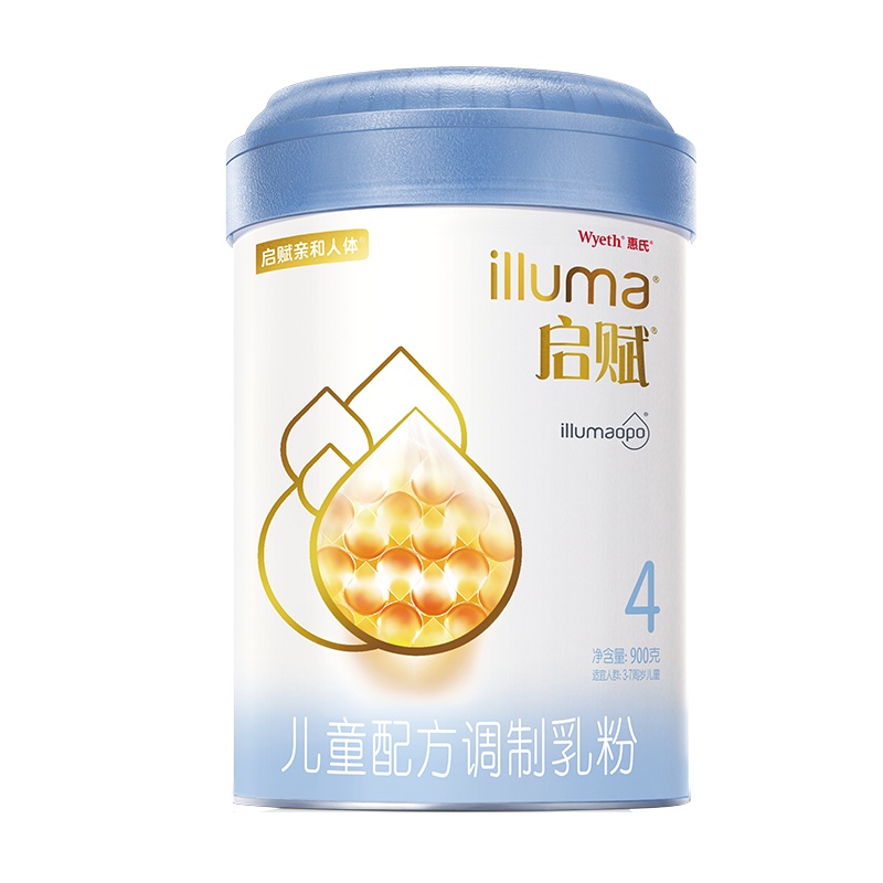 【4罐享1罐】惠氏启赋蓝钻4段儿童配方调制乳粉（3-7岁）900g爱尔兰原装进口