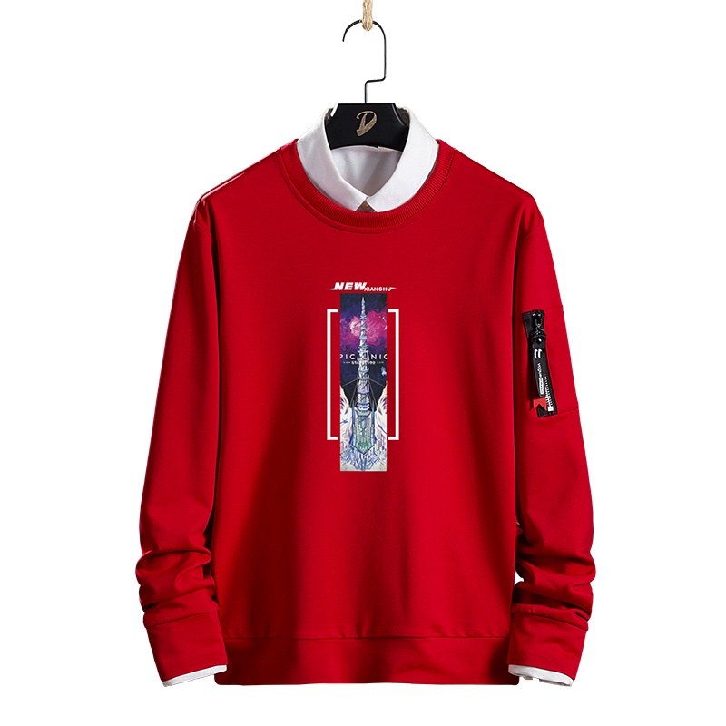 俞兆林(YUZHAOLIN)春秋季男士圆领卫衣外套韩版潮流上衣服休闲长袖打底衫男