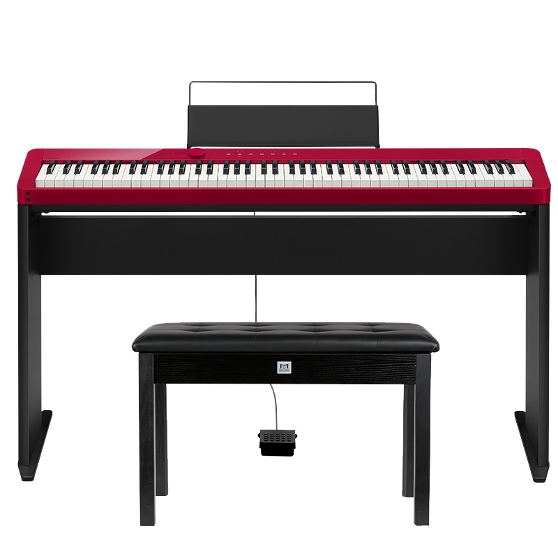 卡西欧（CASIO）电钢琴PX-S1000RD红色 纤薄便携时尚88键 智能触屏 （单机+木质琴架+单踏板）