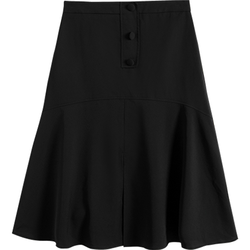 OSA欧莎a字半身裙2019新款夏中长款黑色职业裙女适合胯大腿粗裙子