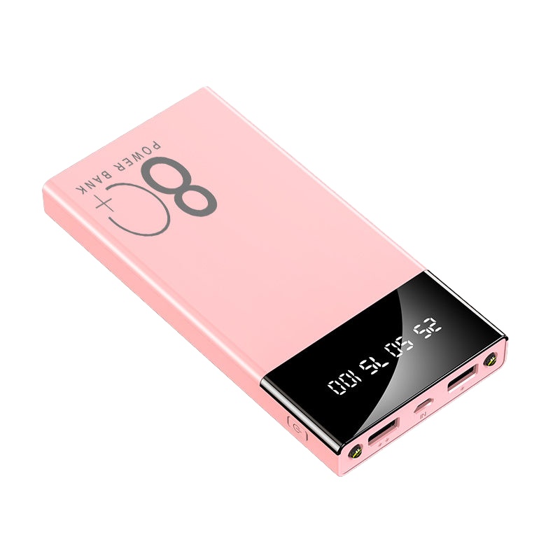 实足大容量10000毫安快充充电宝通用所有苹果安卓手机移动电源 【樱花粉+标配线】