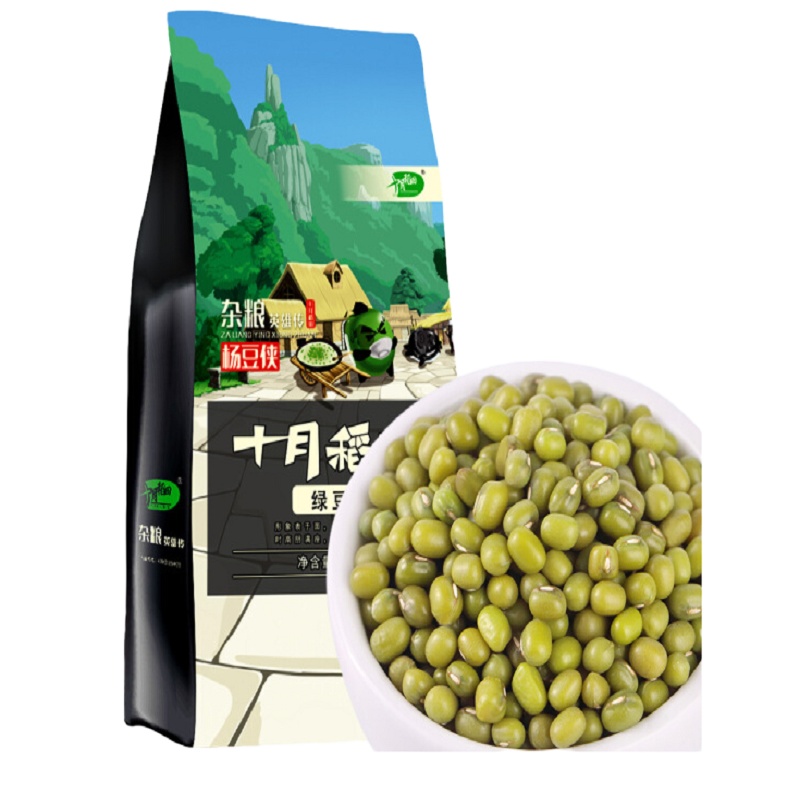 十月稻田 绿豆 1kg( 可发豆芽 打豆浆 东北 五谷 杂粮 粗粮 真空装)
