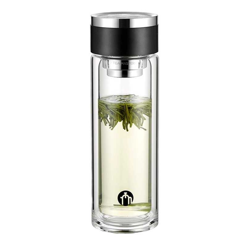 富光(FGA)茶马仕双层玻璃杯茶水分离便携商务茶杯透明过滤水杯