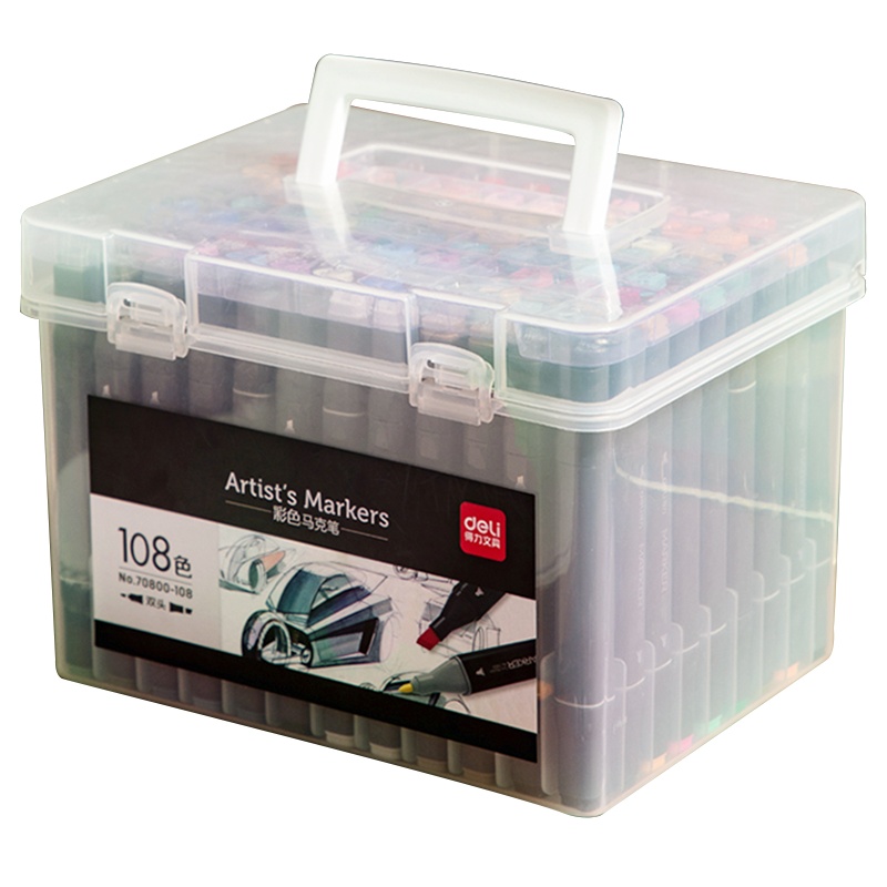 得力(deli)70800双头马克笔 水彩笔方杆双头绘画笔漫画手绘笔 设计绘画涂鸦笔彩色画笔