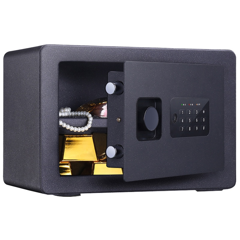 得力(deli)33515电子密码保管箱(黑色) 高25cm办公家用防盗小型入衣柜隐形保管柜 入墙床头柜保险柜保险箱
