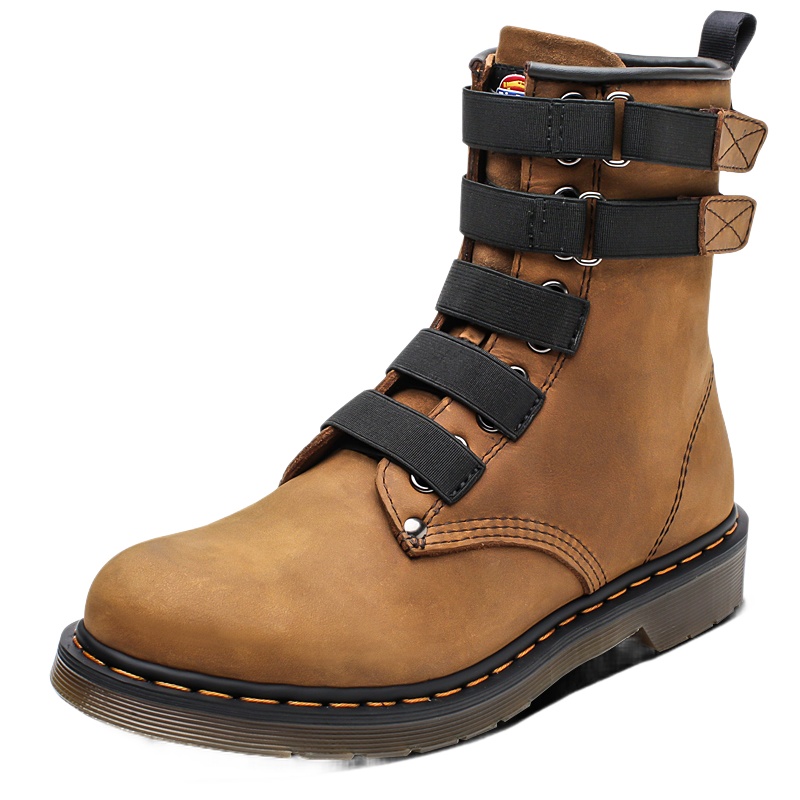 Dickies马丁靴男英伦风高帮靴子冬季新款真皮百搭韩版黄靴骑士靴194M50LXS92