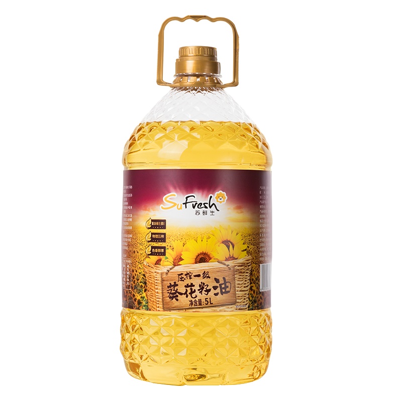 苏鲜生 【苏宁自有品牌】 压榨一级葵花籽油5L 粮油 家用食用油 进口原料