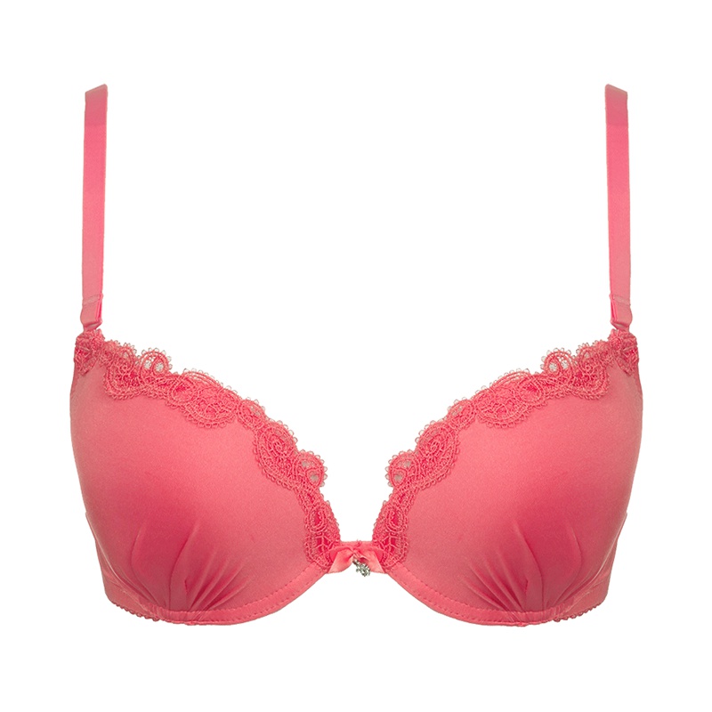 古今3/4糖果色光面上薄下红色本命年聚拢文胸罩内衣女0D876