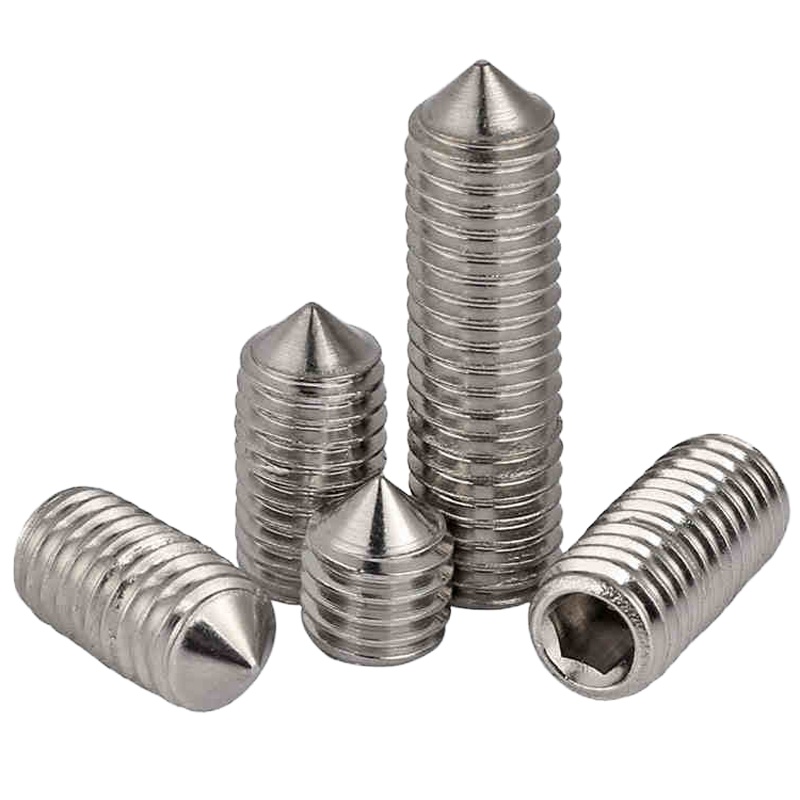 304不锈钢尖端紧定DIN914顶丝尖头机米内六角螺钉门把锁把手螺丝M6*10 (100粒）