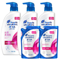 海飞丝洗发水套装丝质柔滑450ml*3送补充装200ml*2 持久去屑止痒清爽柔润 男士女士通用 王一博同款