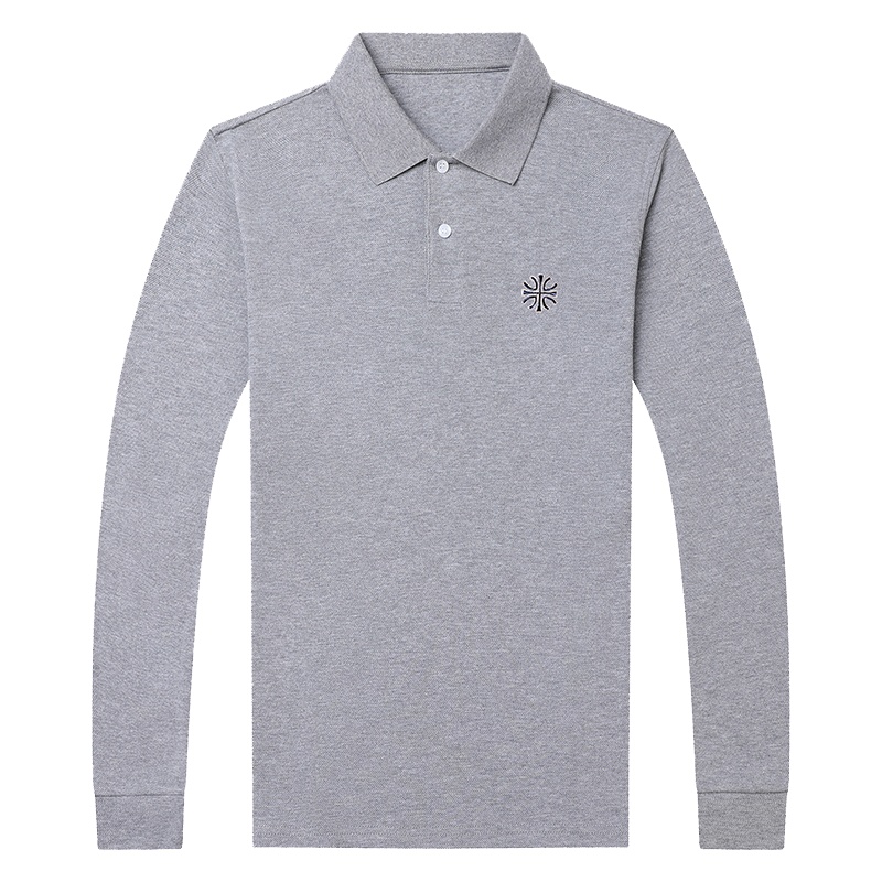 卡帝乐鳄鱼(CARTELO)秋季纯棉长袖T恤男翻领全棉潮流韩版男装纯色百搭polo衫