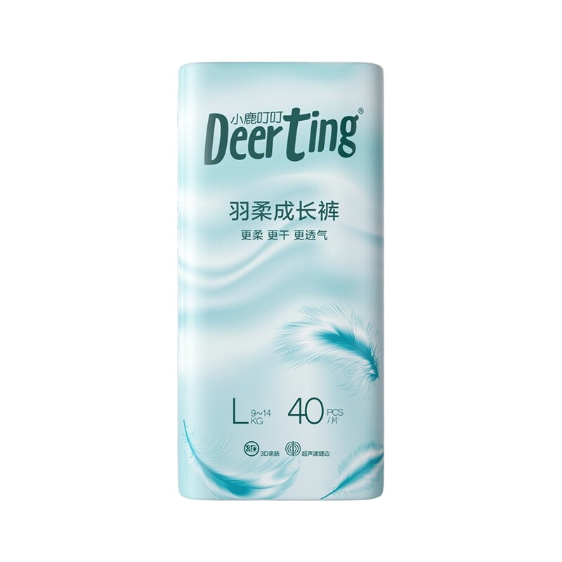 小鹿叮叮 羽柔婴儿拉拉裤L40片超薄透气尿不湿男女宝特价学步裤