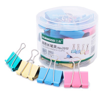 三木(SUNWOOD)2012票夹彩色长尾文具长尾夹金属票夹彩色大号小号燕尾夹鱼尾夹夹子办公文件夹