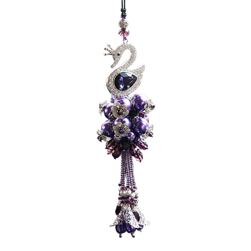 [汽车用品]捕梦天鹅浪漫水钻汽车内饰吊坠 车内饰挂件 LOVEYOU PAI 紫色
