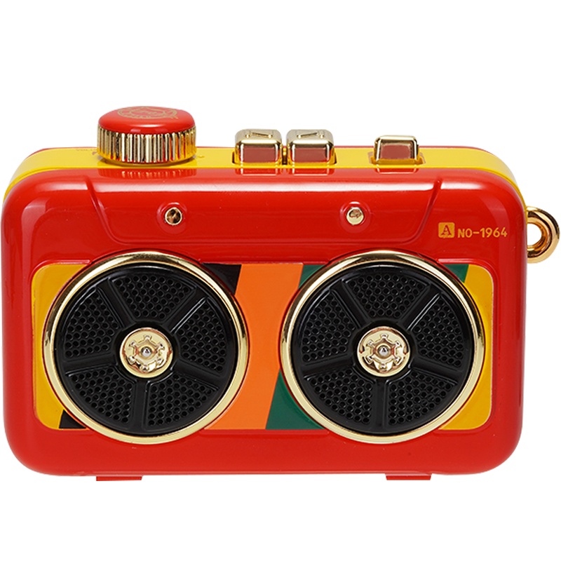 猫王收音机 霹雳唱机 便携式复古蓝牙音箱音响户外迷你小音响抖腿双响炮创意礼品 国潮红