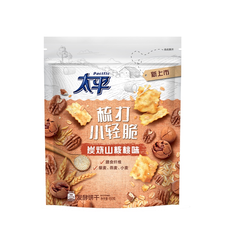 亿滋 太平梳打 小轻脆 咸味苏打饼干零食 炭烧山核桃味 150g