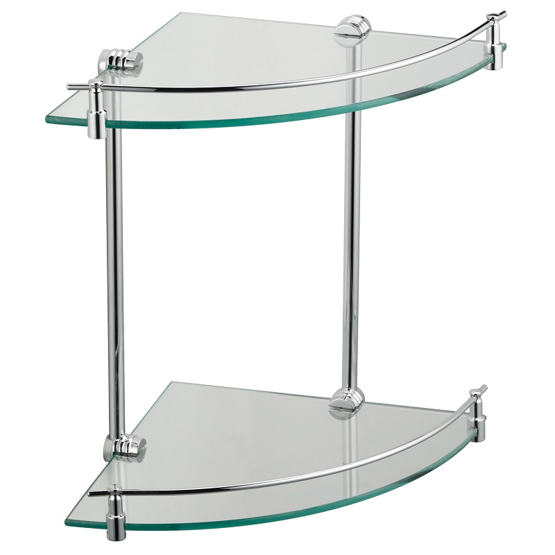 科勒旗下品牌KARAT卡丽双层三角架厨房浴室卫生间玻璃置物架角架全铜三角篮12046