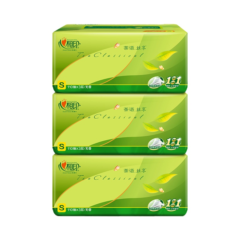 心相印茶语丝享系列三层塑装纸面巾110抽*3包