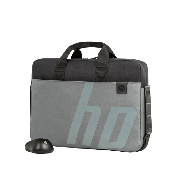 惠普(HP)笔记本包鼠套装 学习办公商务手提电脑包无线鼠标套装新款电脑数码包 黑色