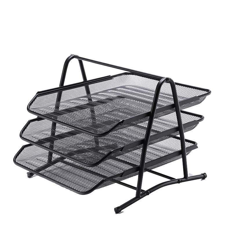 新时达多层文件架文件盘金属材质办公用品大全办公室桌面文件收纳架子置物架创意横向神器文件盘文件篮可拆卸桌上三层