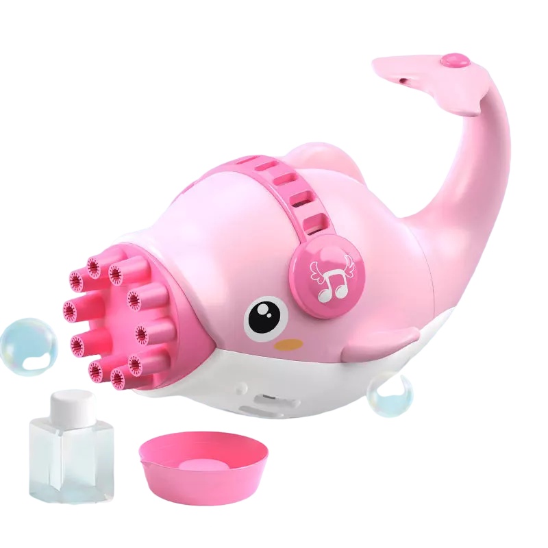 乐加酷 网红同款加特林电动手持十孔卡通少女心可爱海豚吹泡泡机儿童玩具