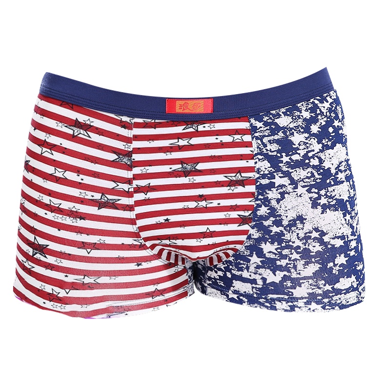 浪莎2条男木纤维平角裤时尚印花四角内裤裤头青少年时尚内裤