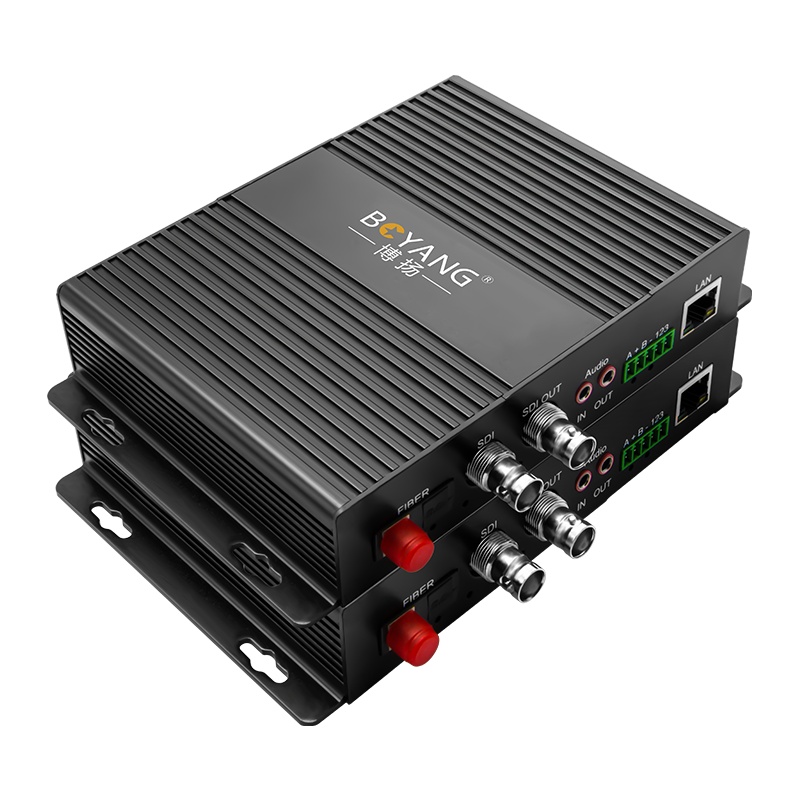 博扬 非压缩全高清HD-SDI视频光端机2路视频+网络+双向立体声音频+RS485双向数据一对 BY-2HSER