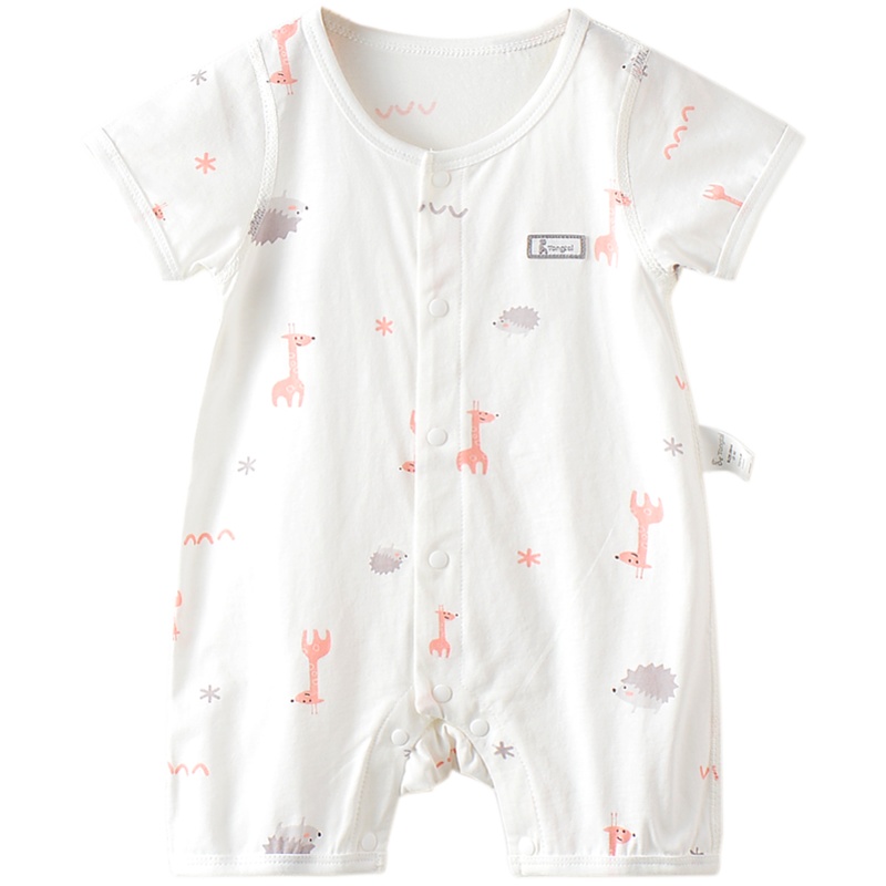 童泰(TONGTAI)夏季婴儿衣服1-18月男女宝宝纯棉短袖闭裆哈衣拼款