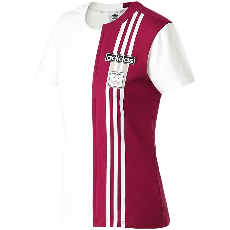 阿迪达斯三叶草女服短袖T恤撞色复古风运动休闲服GJ6585